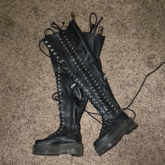 Dr. Martens Shoes - Dr. Martens 28-Eye Extreme Max Virginia Leather Knee High Boots